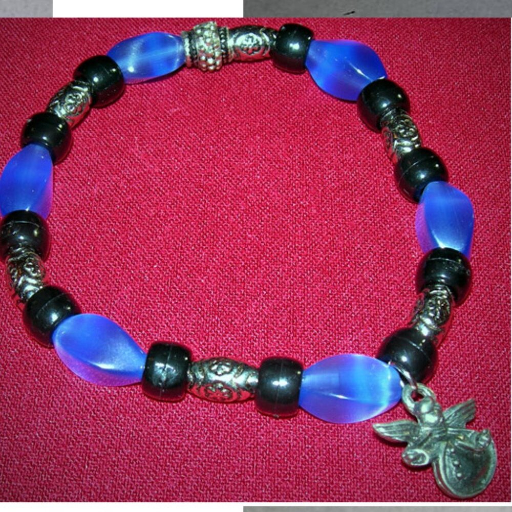 TDD Custom Made One Size Fits Most Cats Eye (angel) Blue Bracelet